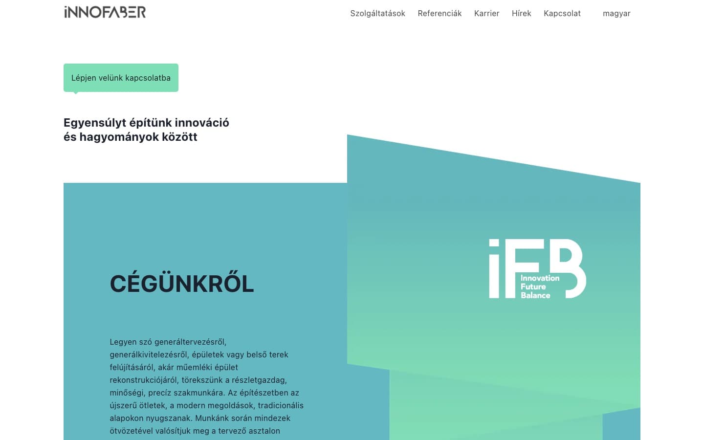 Innofaber nyitóképernyő