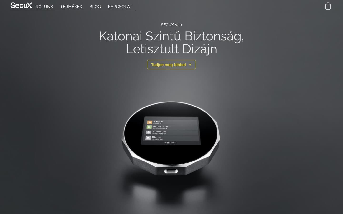 SecuX nyitóképernyő