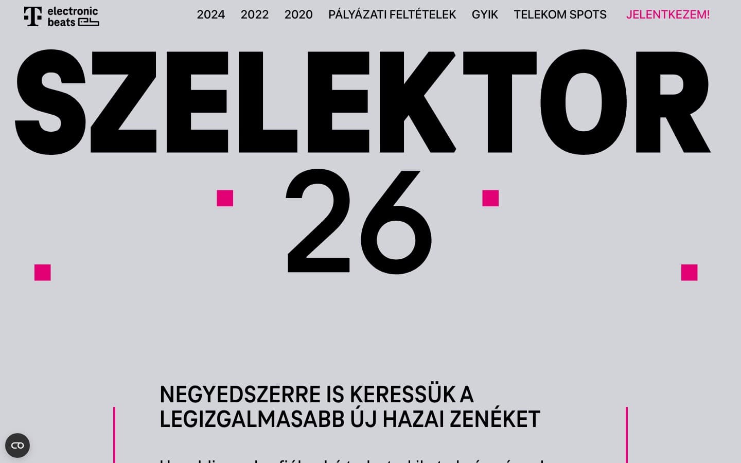 Szelektor 26 nyitóképernyő
