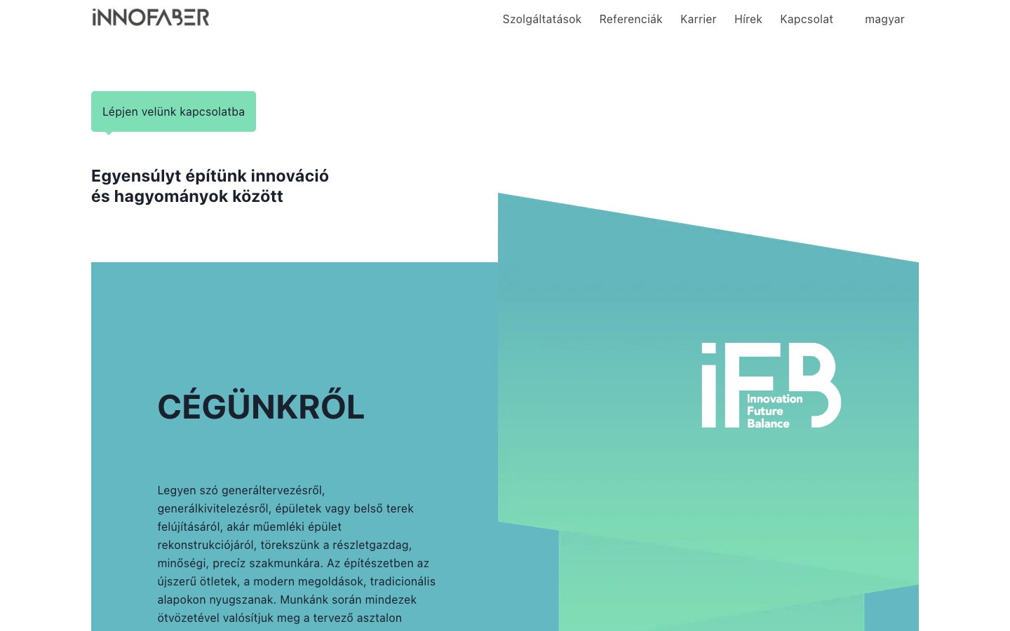Innofaber nyitóképernyő