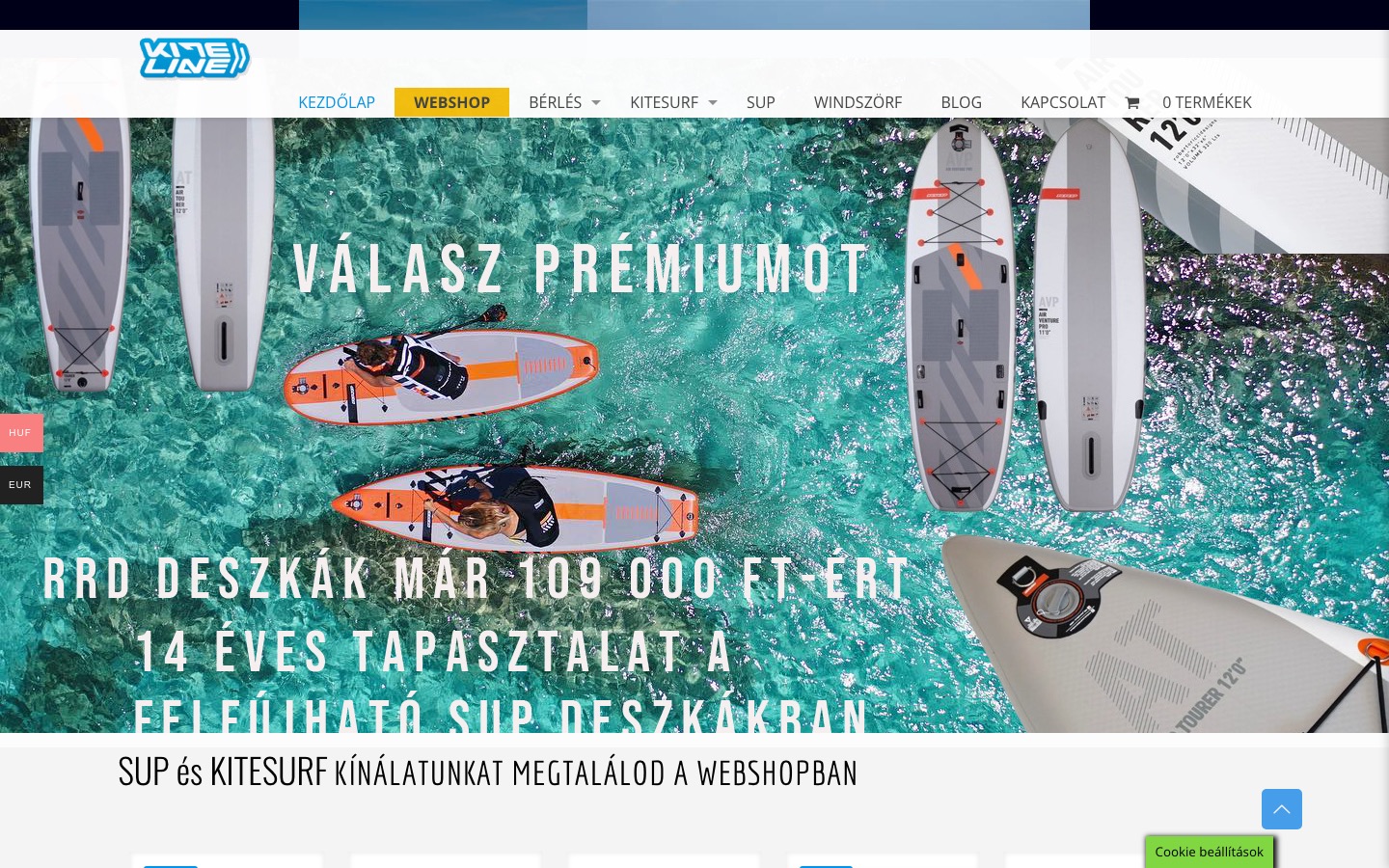 Kiteline nyitóképernyő