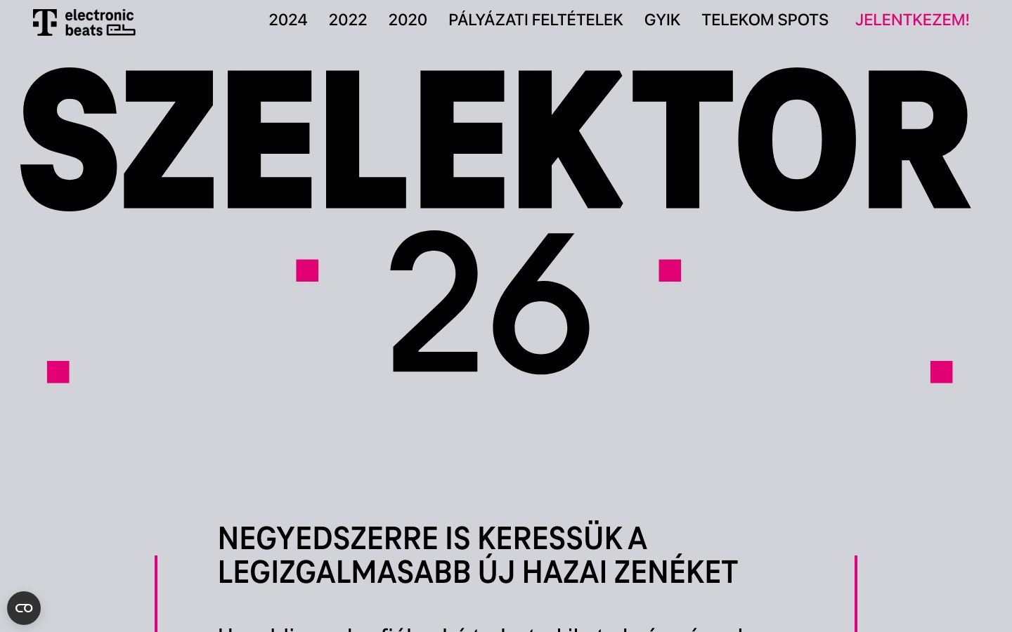 Szelektor 26 nyitóképernyő